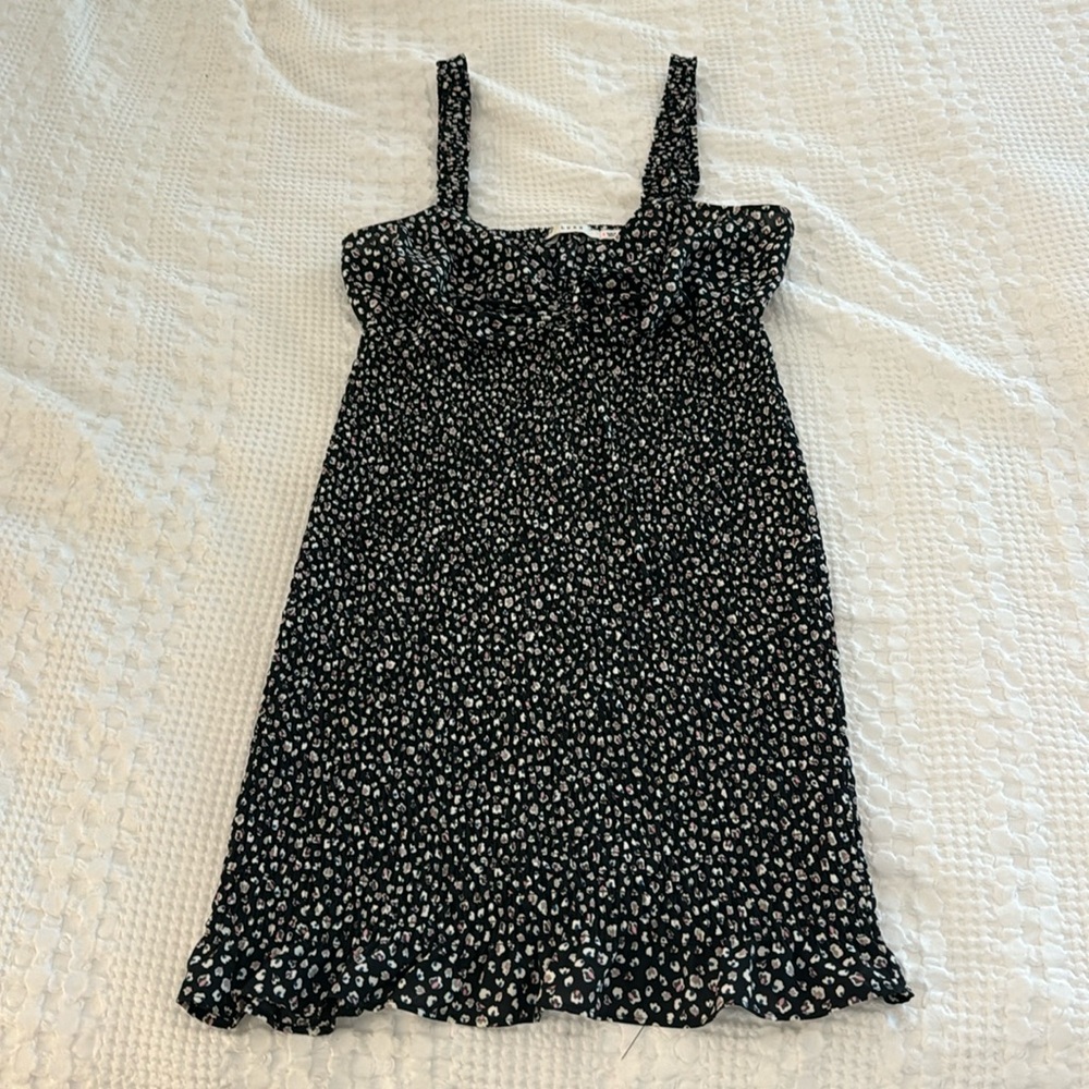 Black with flowers scrunched dress
